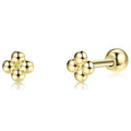 INALIS 925 Sterling Silver Minimalist Small Cute Stud Cross Flower Earrings by DailySale