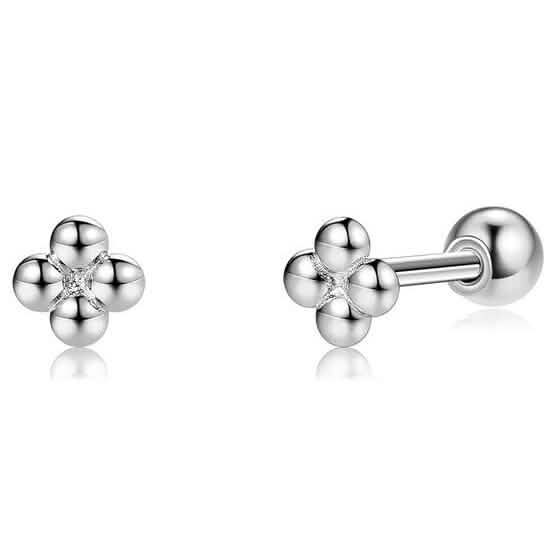 INALIS 925 Sterling Silver Minimalist Small Cute Stud Cross Flower Earrings by DailySale
