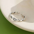 INALIS 925 Sterling Silver Opening Geometric Chain Ring for Women by DailySale