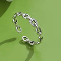 INALIS 925 Sterling Silver Opening Geometric Chain Ring for Women by DailySale