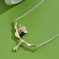 INALIS 925 Sterling Silver Pendant Cute Bee Agate Stone Luxurious Necklace by DailySale