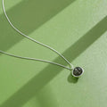 INALIS - 925 Sterling Silver Round Pendant Black Moonstone Necklace by DailySale
