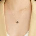 INALIS - 925 Sterling Silver Round Pendant Black Moonstone Necklace by DailySale