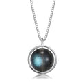 INALIS - 925 Sterling Silver Round Pendant Black Moonstone Necklace by DailySale