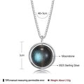 INALIS - 925 Sterling Silver Round Pendant Black Moonstone Necklace by DailySale