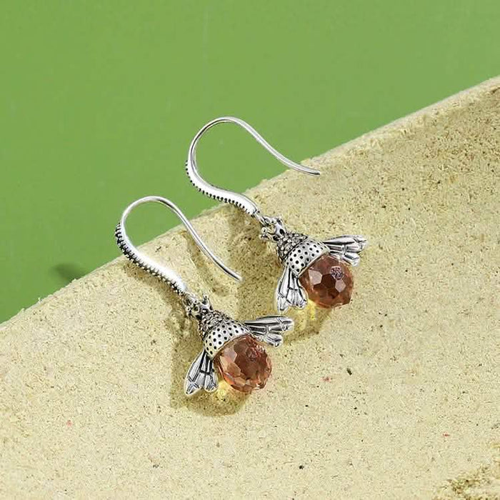 INALIS Bee Shaped 925 Sterling Silver Cubic Zirconia And Austria Crystal Earring by DailySale