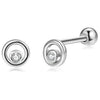 INALIS Fine Silver Stud Earrings Full Clear Cubic Zirconia Star Small Earring