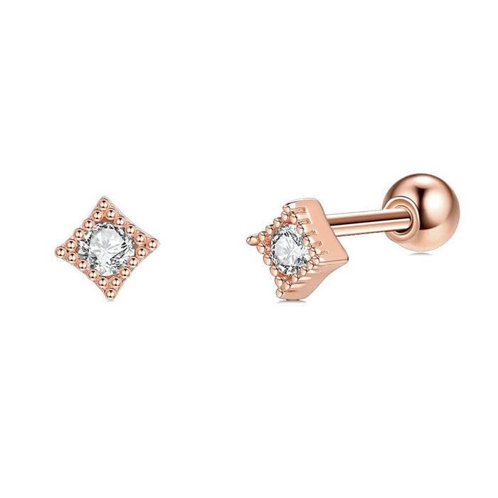 INALIS Square Shape 925 Sterling Silver Small Stud Earrings by DailySale