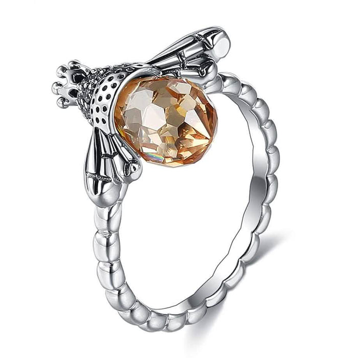 INALIS Sterling Silver Austria Crystal Rings Creative Bee Design by DailySale
