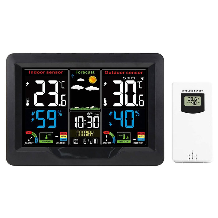 Indoor/Outdoor Thermometer Humidity Weather Forecast Temperature with Backlight by DailySale