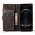 Indy Series Brown Leather Wallet Case - iPhone 12 mini by Zerodamage Sahara Case LLC