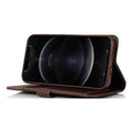 Indy Series Brown Leather Wallet Case - iPhone 12 mini by Zerodamage Sahara Case LLC