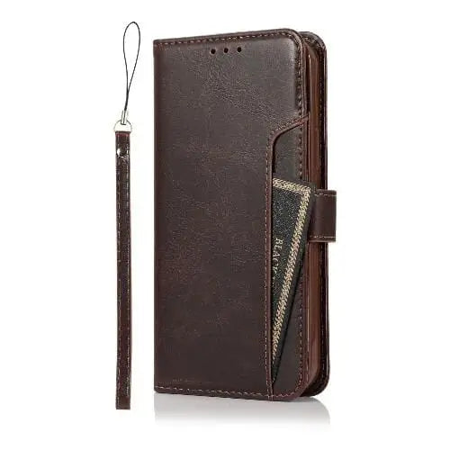 Indy Series Brown Leather Wallet Case - iPhone 12 mini by Zerodamage Sahara Case LLC