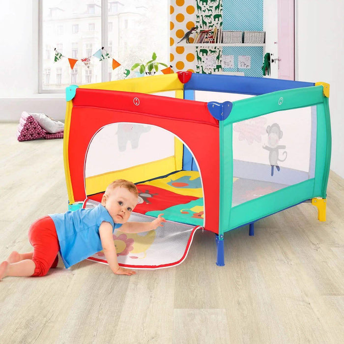 Infant Toddler Foldable Playpen Playard Mattress Safety Rail Fence by DailySale