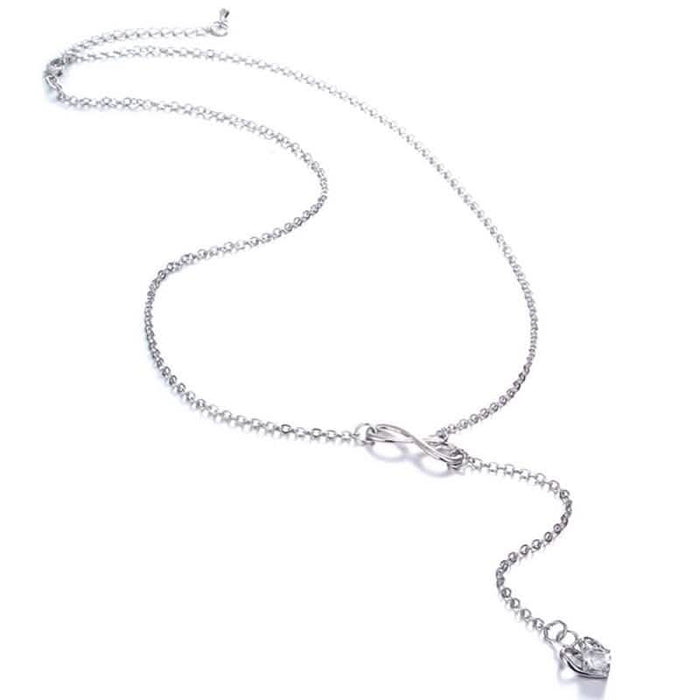 Infinity Heart Crystal Lariat Pendant Necklace by DailySale