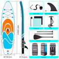 Inflatable Paddle Board Stand up Adults with Adjustable Paddle and Removable Fin Orange by DailySale