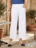 Style & Co Plus Size Pull-on Wide-Leg Cropped Jeans, Size 24W/White by Vanessa Jane