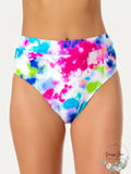 California Waves Tie-Dyed High-Waist Bikini Bottoms by Vanessa Jane