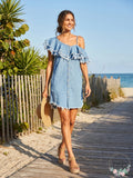Blanknyc Making Waves Frayed Ruffled Denim Dress, Size XS by Vanessa Jane