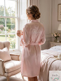 Linea Donatella Mom Lace Trim Embroidered Wrap Robe, Size Large by Vanessa Jane