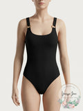 California Waves Womens Black Stretch O-Ring Moderate Coverage, Size Large by Vanessa Jane