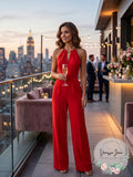Donna Ricco Sleeveless Hardware-Embellished Jumpsuit by Vanessa Jane