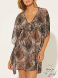 Bleu by Rod Beattie Skin Games Caftan Cover-up Snake, Size Medium by Vanessa Jane