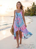 Raviya Women’s Tie-Dye Crochet-Trim High-Low Cover-Up Dress, Size Large by Vanessa Jane