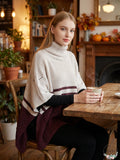 Save the Ocean Sustainable Color Block Pullover Turtleneck Poncho by Vanessa Jane