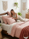Oake Cotton Geo Stitch Cotton Faux Embroidery Coverlet by Vanessa Jane
