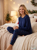 Jenni Women Holiday Lights Long Sleeve Waffle Pajama Top/Jogger 2PC Set Size XS by Vanessa Jane