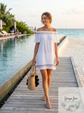 Miken Juniors Embroidered Off-the-Shoulder Cover-up, Size Medium by Vanessa Jane