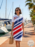 Lauren Ralph Lauren Flags and Stripes French Terry Dress, Size Medium by Vanessa Jane