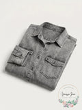 Billy T Womens Chambray Long Sleeves Blouse, Size Medium by Vanessa Jane