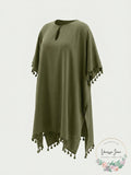 DKNY OLIVE Pom Pom Caftan Swim Cover-up US Large/X-Large by Vanessa Jane