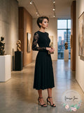 Lauren by Ralph Lauren Womens Lace-Sleeve MIDI Dress by Vanessa Jane