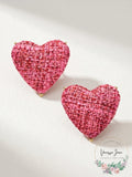 Inc Gold-Tone Tweed Heart Stud Earrings by Vanessa Jane