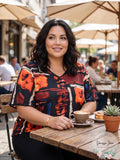 Joseph a. Womens Plus Print Back-Tie Blouse by Vanessa Jane