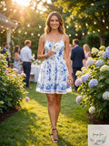 Aqua Floral Print Mesh Fit-and-Flare Dress, Size Large by Vanessa Jane