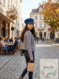I.N.C. Striped Velvet Newsboy Cap by Vanessa Jane