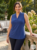 Anne Klein Plus Size Pleated Shell, Blue, Size OX by Vanessa Jane