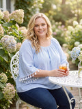 Karen Kane Womens Plus Santorini Striped Tassel Pullover Top, Size 3X by Vanessa Jane