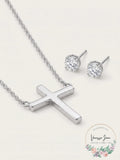 Alfani Cross Collar Necklace and Crystal Stud Earrings Set by Vanessa Jane
