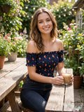 Crave Fame Juniors Smocked Off-the-Shoulder Crop Top by Vanessa Jane