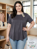 Style & Co Plus Size Shirttail-Hem Suede Top, Size 0X by Vanessa Jane