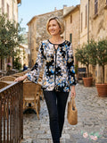 Jm Collection Women's Printed Tie-Sleeve Tunic, Size Small by Vanessa Jane