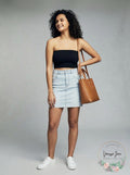 Cotton on Classic Stretch Denim Mini Skirt Brooklyn Blue by Vanessa Jane