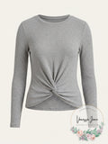 Planet Gold Juniors Twist-Front Sparkly Ribbed Top by Vanessa Jane
