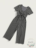 Crystal Dolls Navy Short Sleeve Cropped Jumpsuit, Size Small by Vanessa Jane