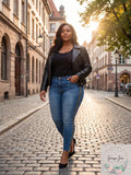 Your Sexy Jeans Womens Plus Size TekFit™ Striped Skinny Ankle Jeans ,14W by Vanessa Jane